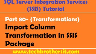 SSIS Tutorial Part 80 Import Column Transformation in SSIS Package [upl. by Waters]