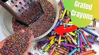 I Grated Wax Crayons to make a MELTED CRAYON Table [upl. by Solraced]