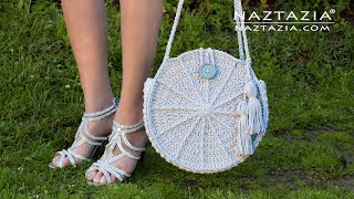 HOW to CROCHET LUNARIA ROUND BAG  Handbag and Purse Design by Naztazia [upl. by Chatwin839]