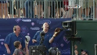 McCarthy catches homer throws the ball back [upl. by Ramedlab]