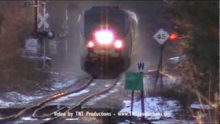 NECR amp Amtrak Trains at Sunset in North Amherst MA [upl. by Harv]