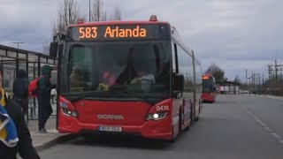 Sweden Stockholm bus 583 ride from Märsta station to Arlanda Airport [upl. by Daffodil]