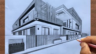 How to Draw a House in TwoPoint Perspective Step by Step [upl. by Iztim]