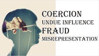 Coercion Undue Influence Fraud Misrepresentation  Indian Contract Act 1872  Law Guru [upl. by Neillij]