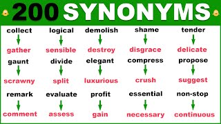 Learn 200 HELPFUL Synonym Words in English To Strengthen Your English Vocabulary [upl. by Hayifas]