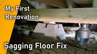 How I Fixed My Sagging Floor  My First Renovation [upl. by Githens833]