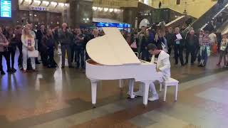 Passengers listening piano at the train station [upl. by Gerick]