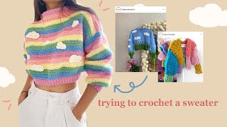 crocheting a sweater for the first time [upl. by Irrem]