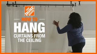 How to Hang Curtains From the Ceiling  The Home Depot [upl. by Ydissahc]