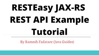 RESTEasy JAXRS REST API Example Tutorial [upl. by Benia]