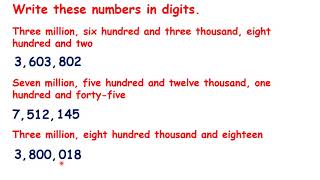 Write numbers up to 10 million in digits and words [upl. by Selohcin]