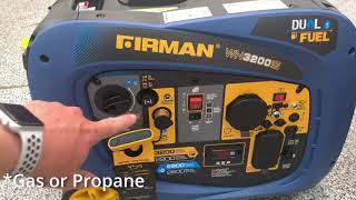 Firman Dual Fuel 3200W Unboxing Sound DB Test Propane and Gas vs iPower SUA2000 Generator [upl. by Nrehtak]