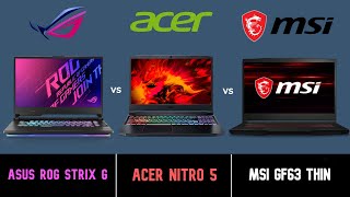 Acer NITRO 5 vs Asus ROG Strix vs MSI GF63 Thin at 2021 [upl. by Nairrot]