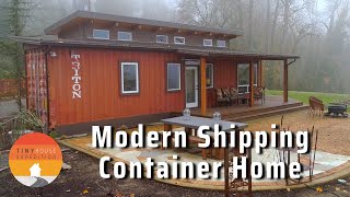 Modern Container Home Built w 2 40ft Containers  8ft Bridge [upl. by Lynde]