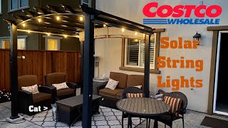 Costco Sunforce solar powered string lights installation and review Make the SUN shine at night [upl. by Yonina]