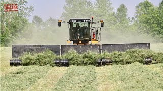 MOWING MERGING HARVESTING Alfalfa with Big Tractors [upl. by Norra]