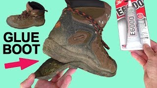 How to Fix a SHOE with the Heel Falling off GLUE Re Attach Boot Sole with E6000 Flexible [upl. by Assirat714]