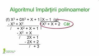 Impartirea polinoamelor  Algebra cls a 12a [upl. by Boaten]