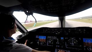 Boeing 7878  Departing Montego Bay  cockpit view [upl. by Tildy]