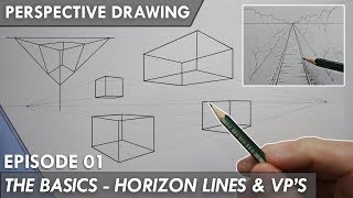 PERSPECTIVE DRAWING 01  THE BASICS  Horizon Line Vanishing Points 12 amp 3 [upl. by Ainosal740]