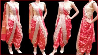 DHOTI STYLE SAREE DRAPINGDHOTI STYLE WITH SILK SAREESTEP BY STEPFULL EXPLAINED IN HINDI [upl. by Stefan]