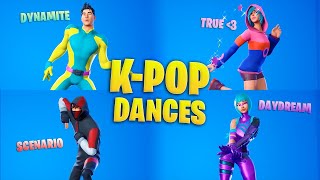 Fortnite  All KPop Dances amp Emotes BTS Dynamite Scenario Smooth Moves [upl. by Marsden]