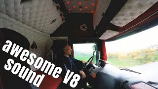 35 Best Scania sound ever Scania R500 with open pipe Amazing V8 sound [upl. by Marr515]