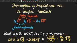 Inmultirea si impartirea nr cu radicali cls a 7 a ExercitiiInvata Matematica UsorMeditatii Online [upl. by Gerdeen585]