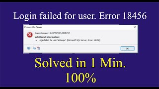 How To Fix Login Failed for User Microsoft SQL Server Error 18456  StepByStep [upl. by Aleyam]