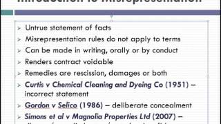 Misrepresentation Lecture 1 of 4 [upl. by Michon682]