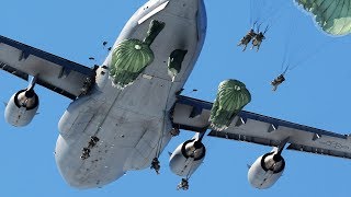 MASSIVE Static Line Jump From C17 Globemaster [upl. by Elysee]