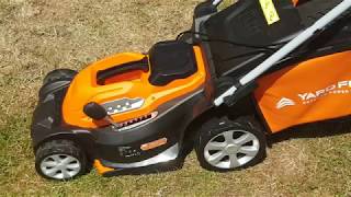 YARD FORCE CORDLESS 40V LAWNMOWER REVIEW [upl. by Wehttam961]