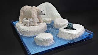 Hungry Polar Bears amp Seal on Iceberg Diorama DIY [upl. by Namolos]