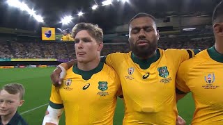 Australias first national anthem at Rugby World Cup 2019 [upl. by Wilbert]