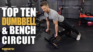 Powertec Top 10 Dumbbell amp Bench Routine [upl. by Almund]