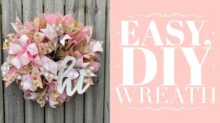 How to Make an Easy Mesh Wreath  Ruffled Wreath Tutorial  How to Make a Bow by Hand [upl. by Baudin659]