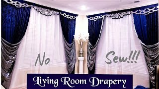 DIY NO SEW LIVING ROOM CURTAIN IDEA  CURTAIN IDEA FOR LIVING ROOMS [upl. by Gillian798]