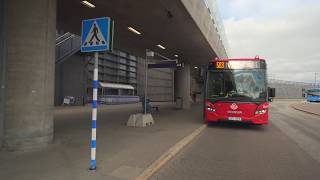 Sweden Stockholm bus 583 ride from Arlanda Airport Terminal 5 to Märsta Station [upl. by Enisamoht713]